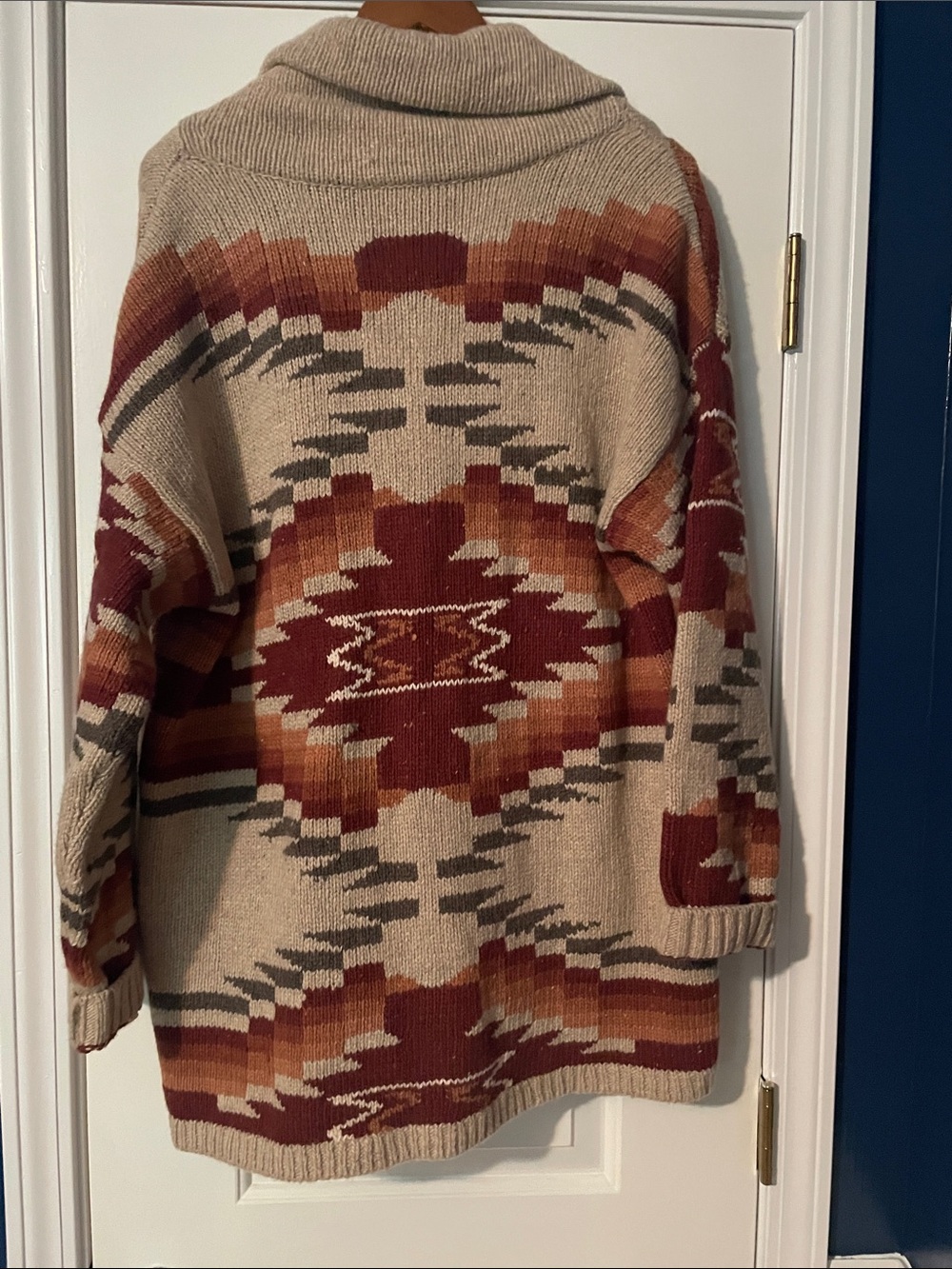 Faherty Aztec Toggle Shawl Cardigan in Beige, Rust & Tan - Picture 6 of 6